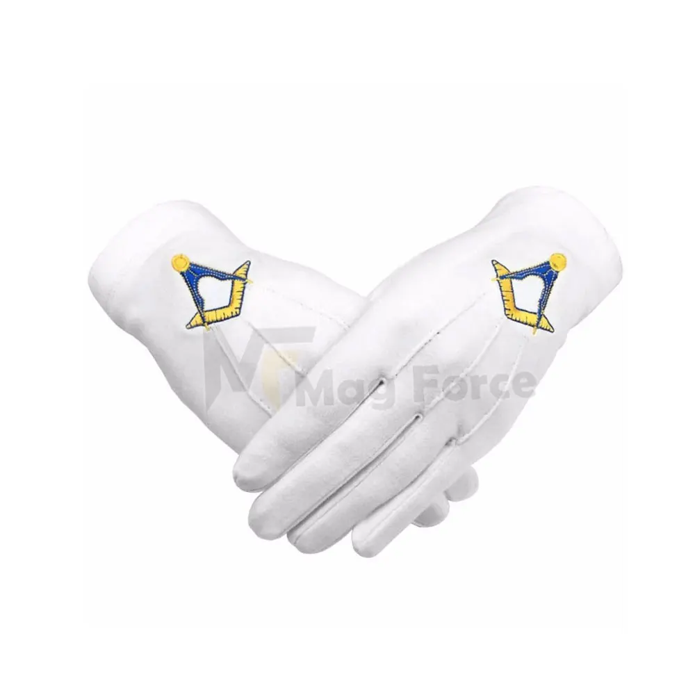 Best Quality Cheap Masonic Gloves White Color Professional Cotton Masonic Regalia Hand Gloves With Custom Logo