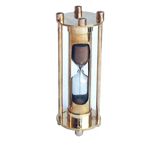 Lowest Price Wholesale Nautical Brass SandTimer Mini Glass with Brass Antique Plating Sand Timer Hourglass for Office Decoration