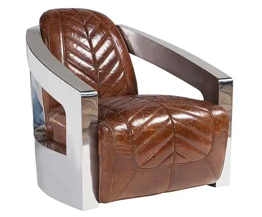 Роскошный кожаный ретро-стул Tomcat с алюминиевым покрытием мебель для отдыха из воловьей кожи авиационный