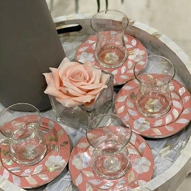 Top Quality Coaster Mother Of Pearl White Coasters Wholesale Tea Coffee Round Hexagon Cup Coaster Wood