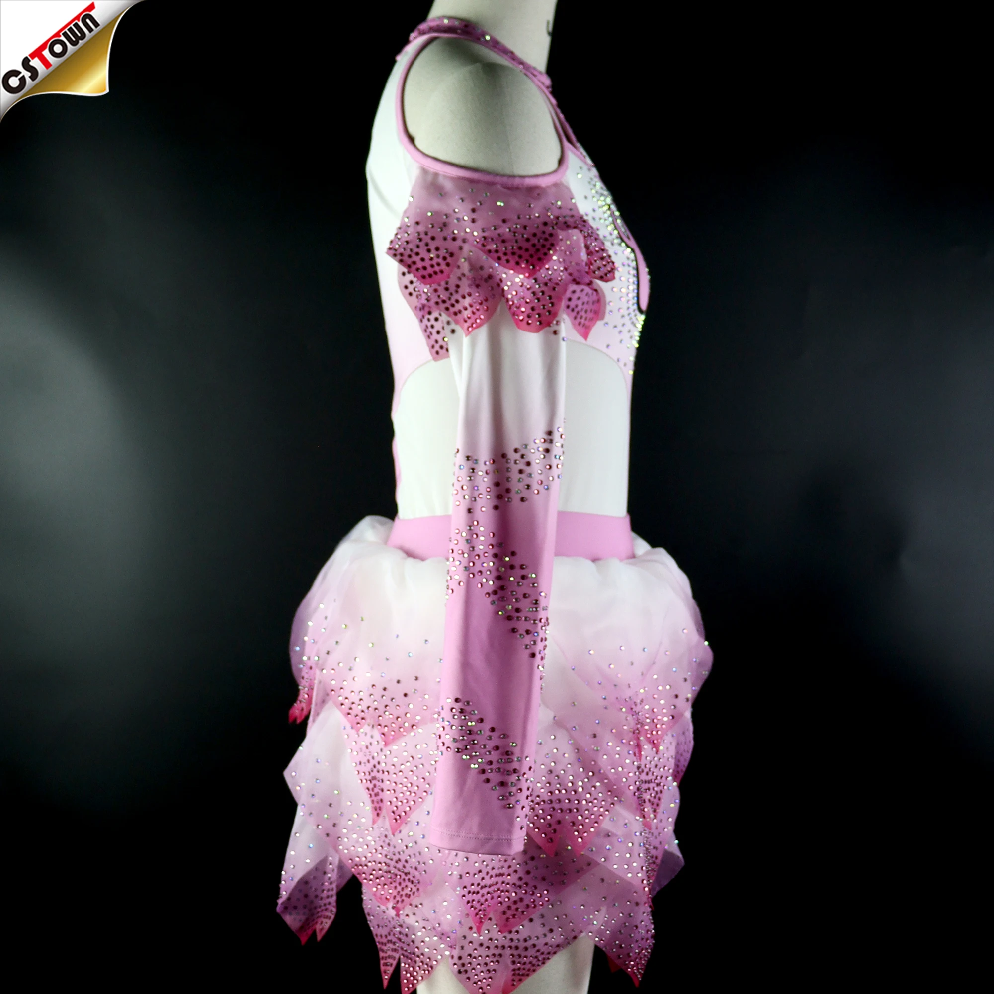 Wholesale Wholesale Digital Printing Pink Cheerleading Uniform Stage Performance Cheerleader Uniforms