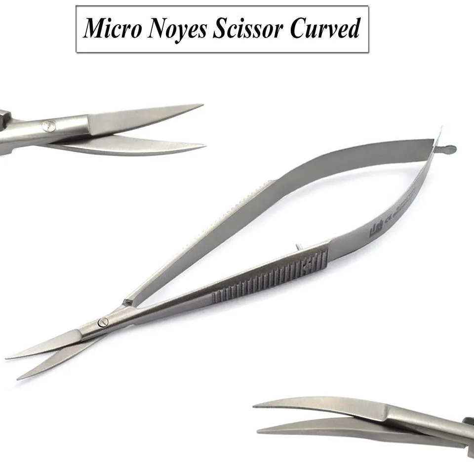 High Quality Dental Castroviejo Micro Noyes Scissor Curved Micro Surgical Instruments Stainless Steel