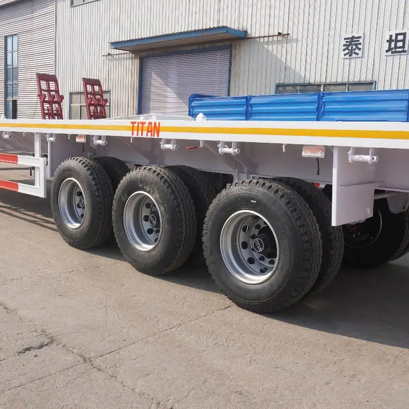TITAN 3 Axles 40 Foot 60 Tons Flatbed Semi Trailer Tri Axle Trailer For Sale Near Me