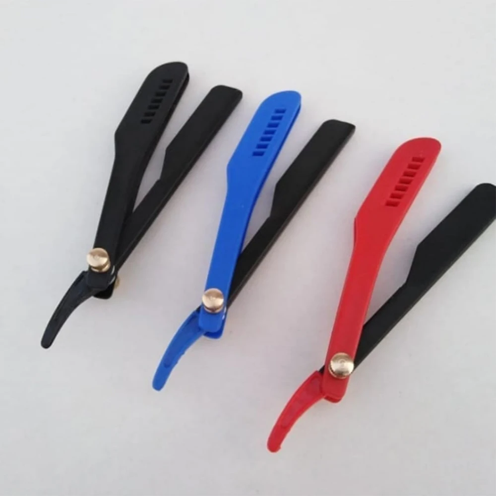 Best  Quality Stainless Steel Barbershop Shaving Disposable Razor With Folding Plastic Handle