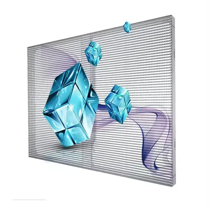 Custom P3.91-7.81 Hanging Semi-Outdoor Shopping Mall Glass Transparent Led Screen