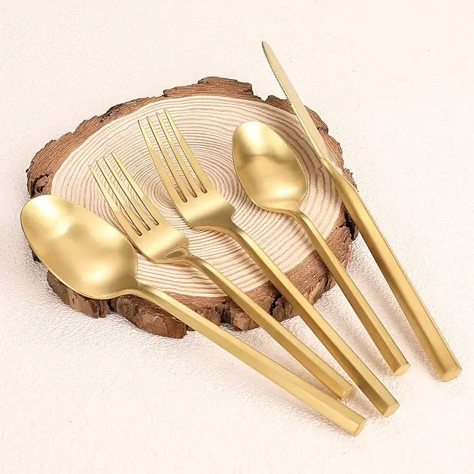 Fancy Flower Handles Christmas spoons Metal Cutlery serving fruit dessert fork salad spoon set for Home Kitchen Decoration