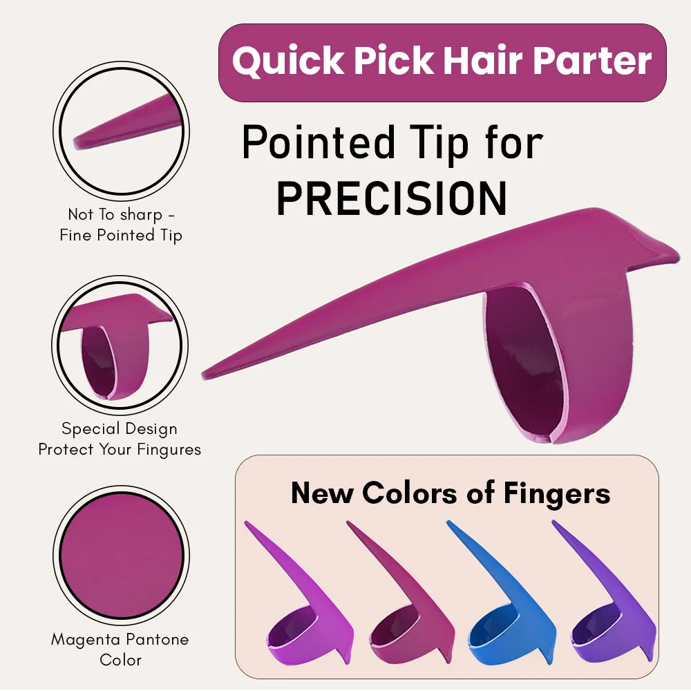 Private label Hair extension tool braids hair parting nail rings for braiding hair Curling Styling stainless steel