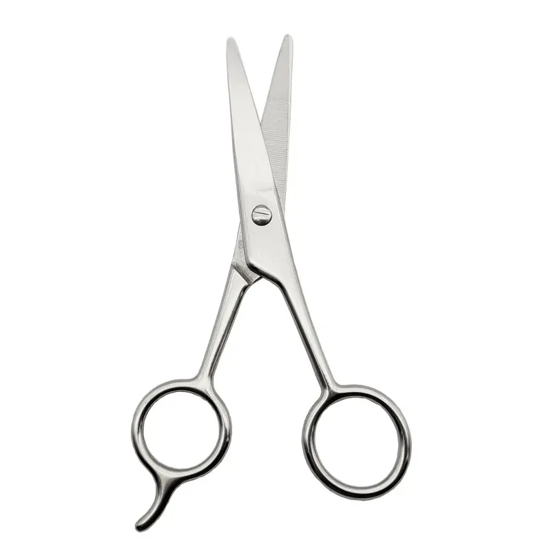 Stainless Steel Facial Hair Scissors Straight Barber Razor Rubber Salon Mustache Eyebrow Trimming Beard Thinning Scissors