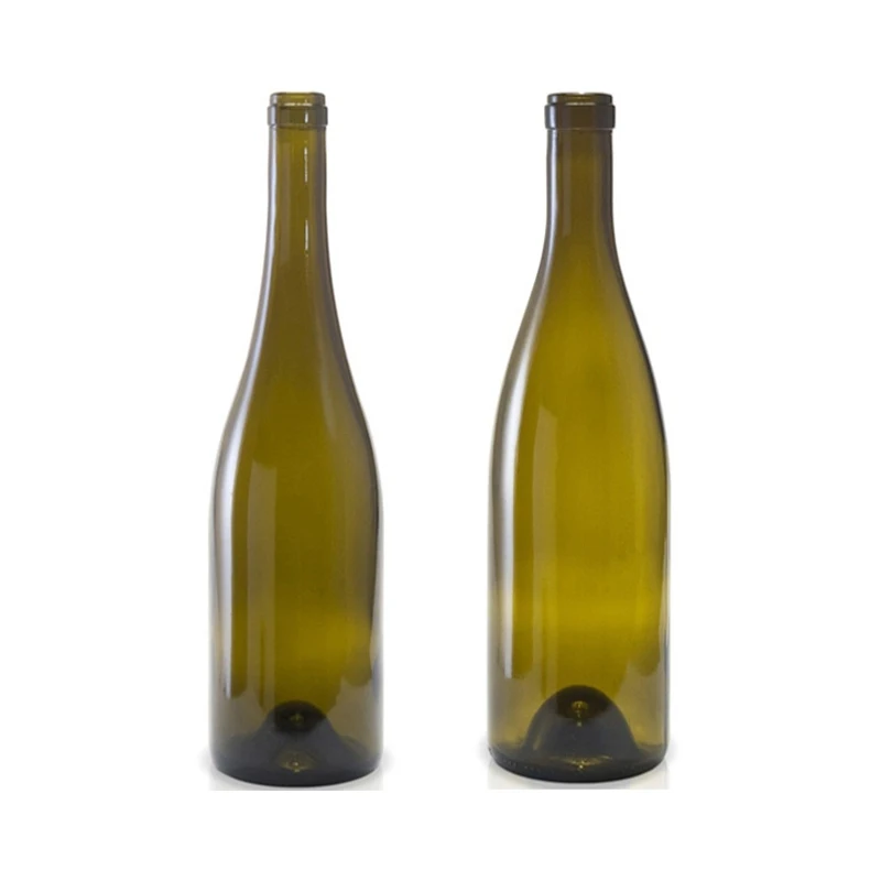 Best Selling 750ml Clear Frosted Luxury Bordeaux Antique Dead Leaf Green Glass Wine Bottle with sealed Screw Cap