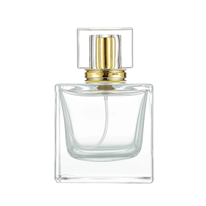 Fine Atomizer Crystal Perfume Bottles: Square Glass Bottles in 30ml, 50ml, and 100ml Sizes, Adorned with Fancy Lids