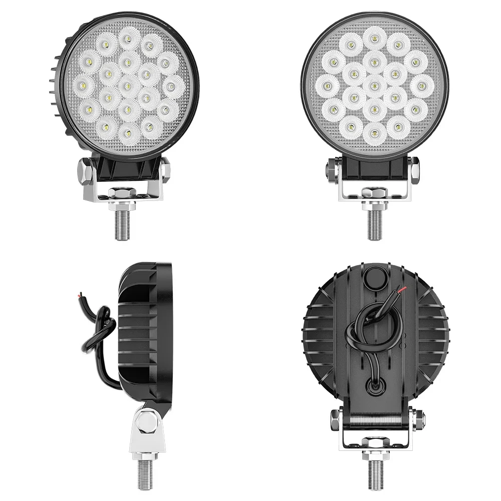 Auto Lighting System Round 4 Inch 19led Working Light 48w 6500k Headlights Truck Offroad 12v/24v Floodlight Car Driving Lights
