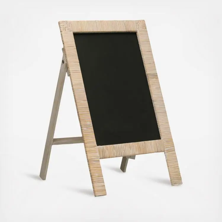 Rustic style rattan chalkboard for kids learning wholesale black board kid chalk boards freestanding blackboard