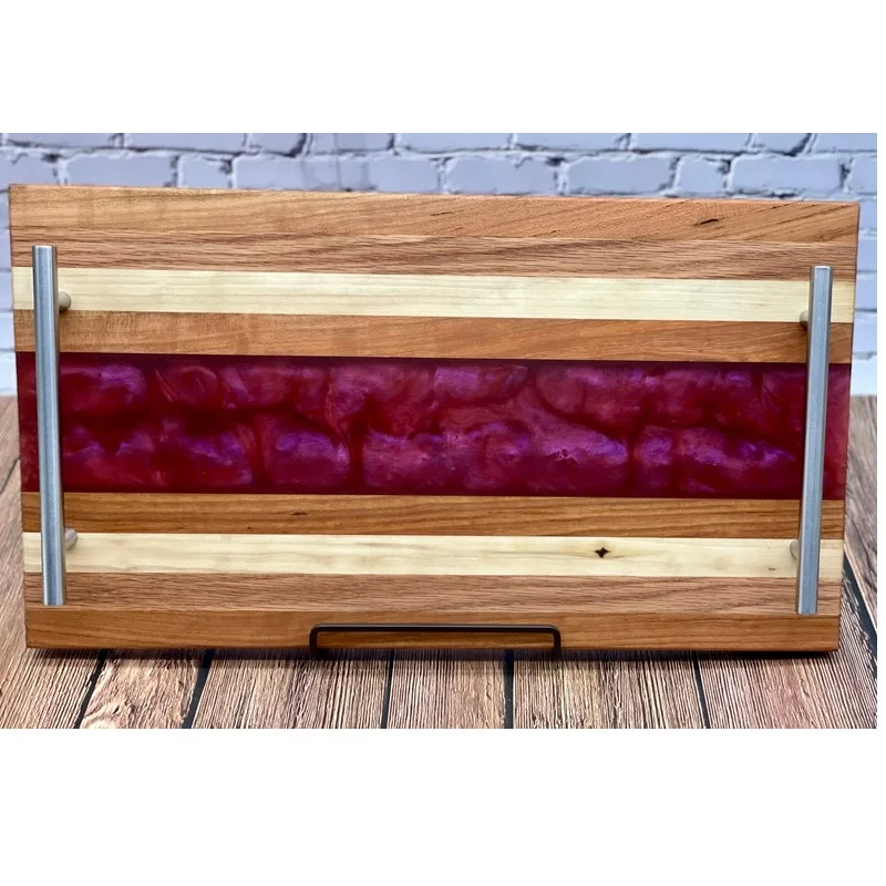 Excellent Design Wood and Resin Food Serving Tray With Good Quality Snacks Serving for Restaurant Use