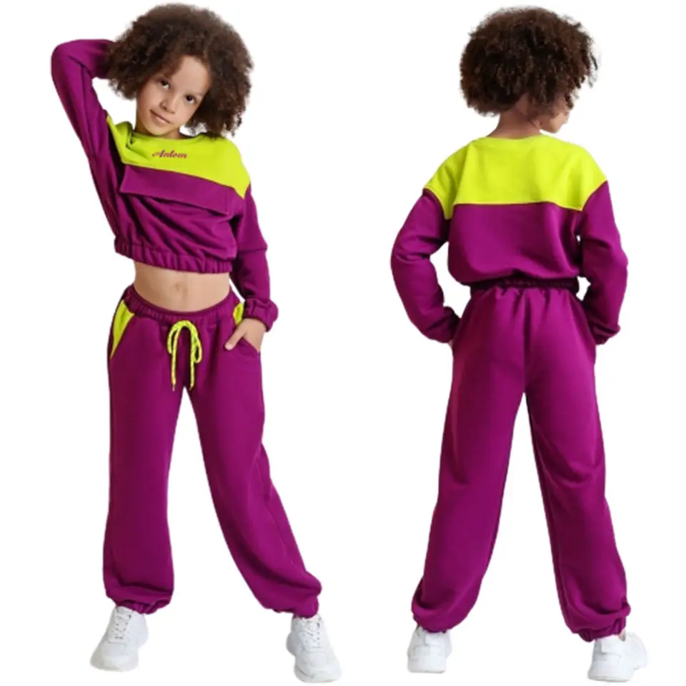 Newest Design Kids Stacked Tracksuits Sweatpants And Hoodies Set Custom Puff Printing Cotton Flared Sweatsuit