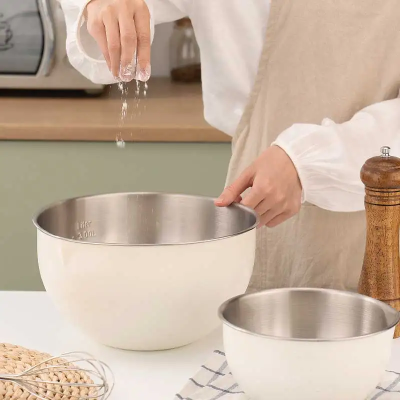 Professional Deep Personalized Dough Big Large Salad Multipurpose Cake Enamel Stainless Steel Mixing Bowl