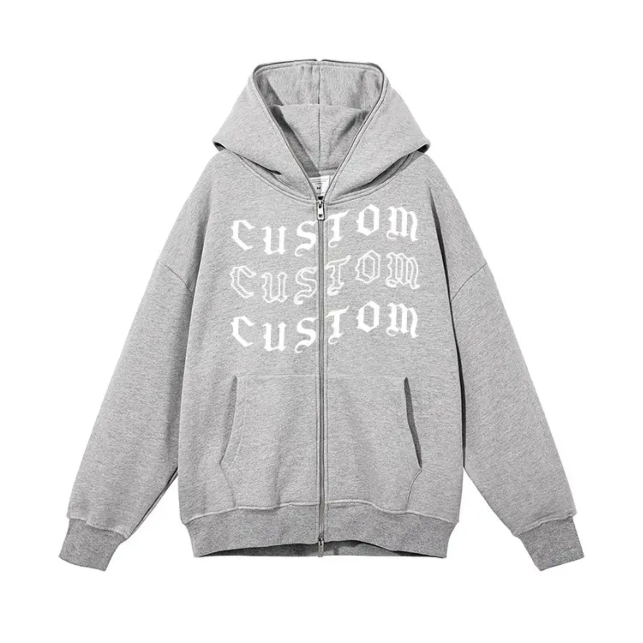 High Quality Blank Unisex 350 400 Gsm Cut And Sew Hoodie Jacket Full Face Rhinestone Puff Print Custom hoodie
