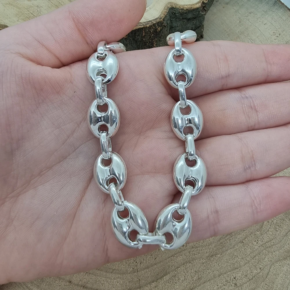 925 Sterling Silver Sailor Men Jewellery Women Unisex Link Chain  Coffee Bean Necklace Wholesale Mens Jewelry Trendy Hot Sale