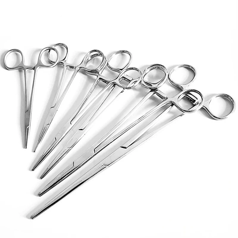 Straight Fishing Stainless Steel Elbow Lock Scissors Tweezers Hemostatic Forceps For Hair Towel Hold Instruments