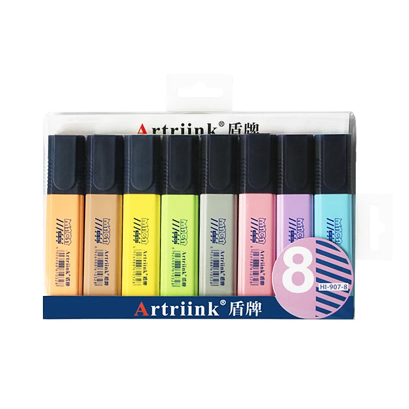 Artriink HL-907 4/8 colors/set eco-friendly non-toxic multi colored highlighter marker highlight pen set stationery
