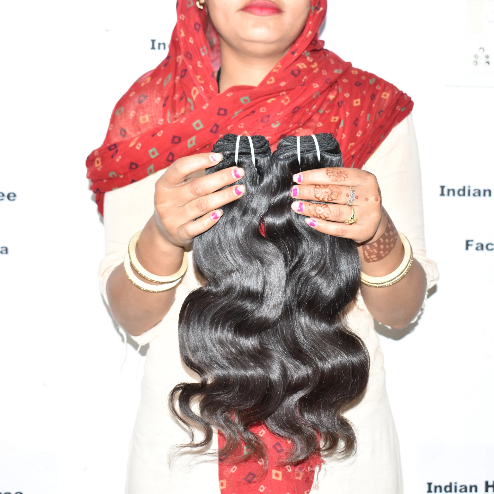 Wholesale Raw virgin deep Body wave bundle black texture machine double weft natural Indian Human Hair