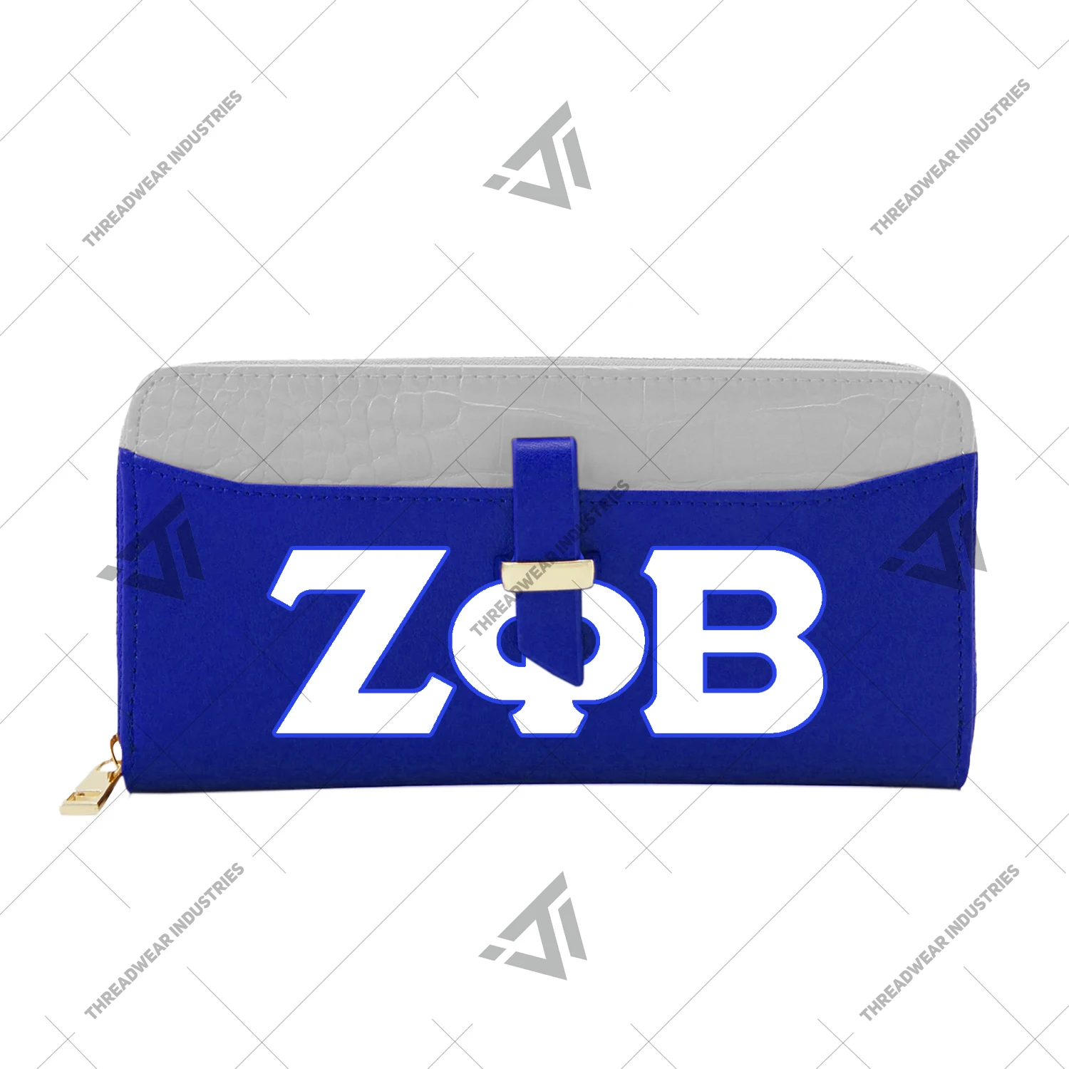 Custom Zeta Phi Beta Sorority 1920 Printed Zipper Wristlet Wallet Crocodile Leather Bag Greek Paraphernalia