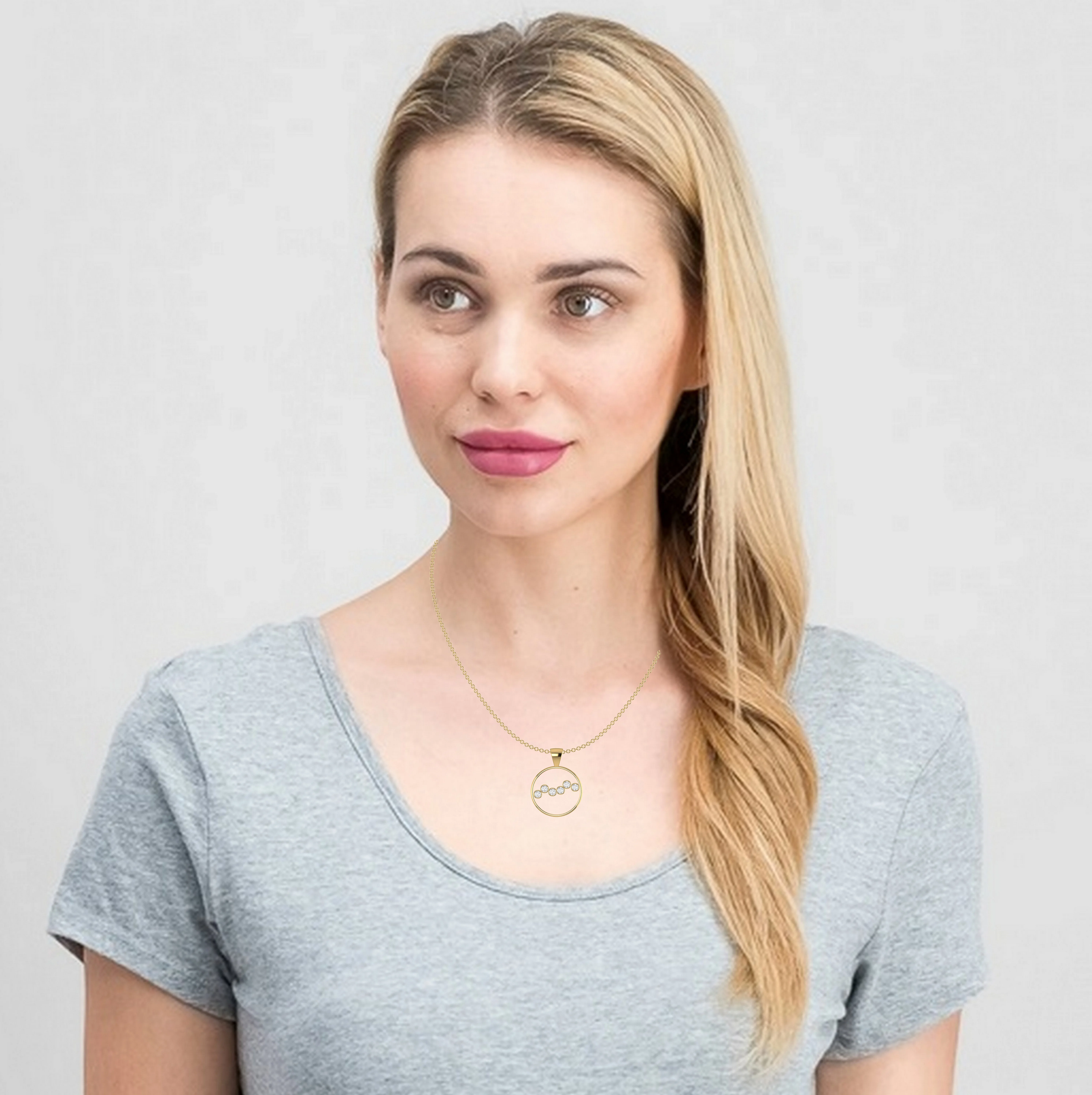 Brilliant Circle Design Bezel Set Lab Grown Diamond Round Pendant For Women Fine Jewellery In Solid 18kt Yellow Gold Trendy Gift