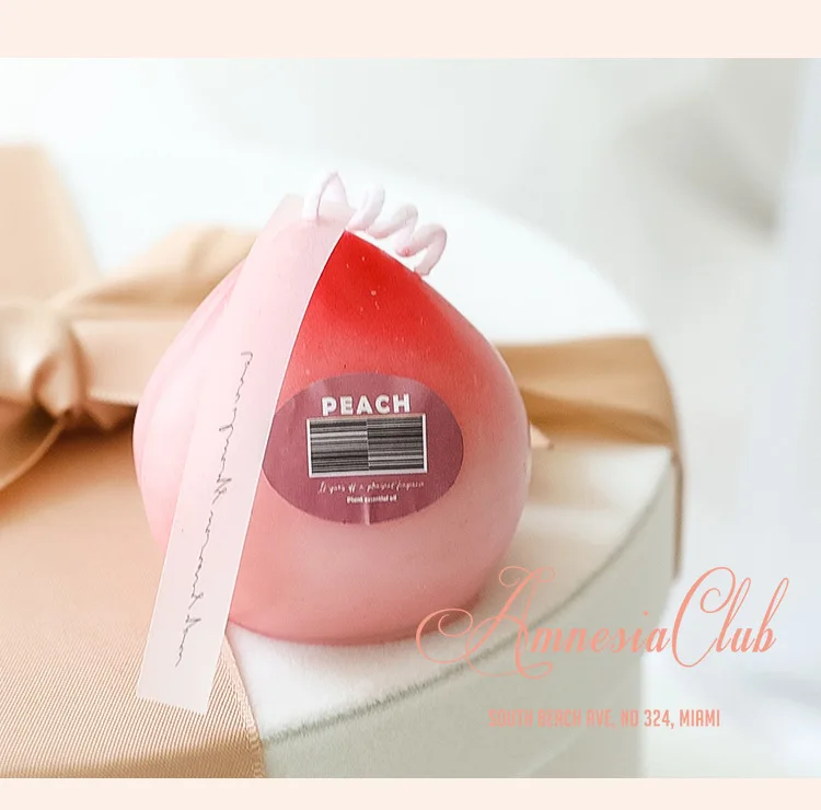 Wholesale Homemade Candle Scented Bubble Peach Fruit Food Cute Aromatherapy Small  Gift Home Decor Cube Soy Wax Candles
