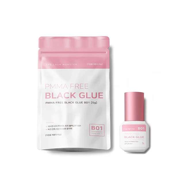 LA : MON black glue 100% PMMA free original certificated glue strong adhesion excellent retention minimized irritation