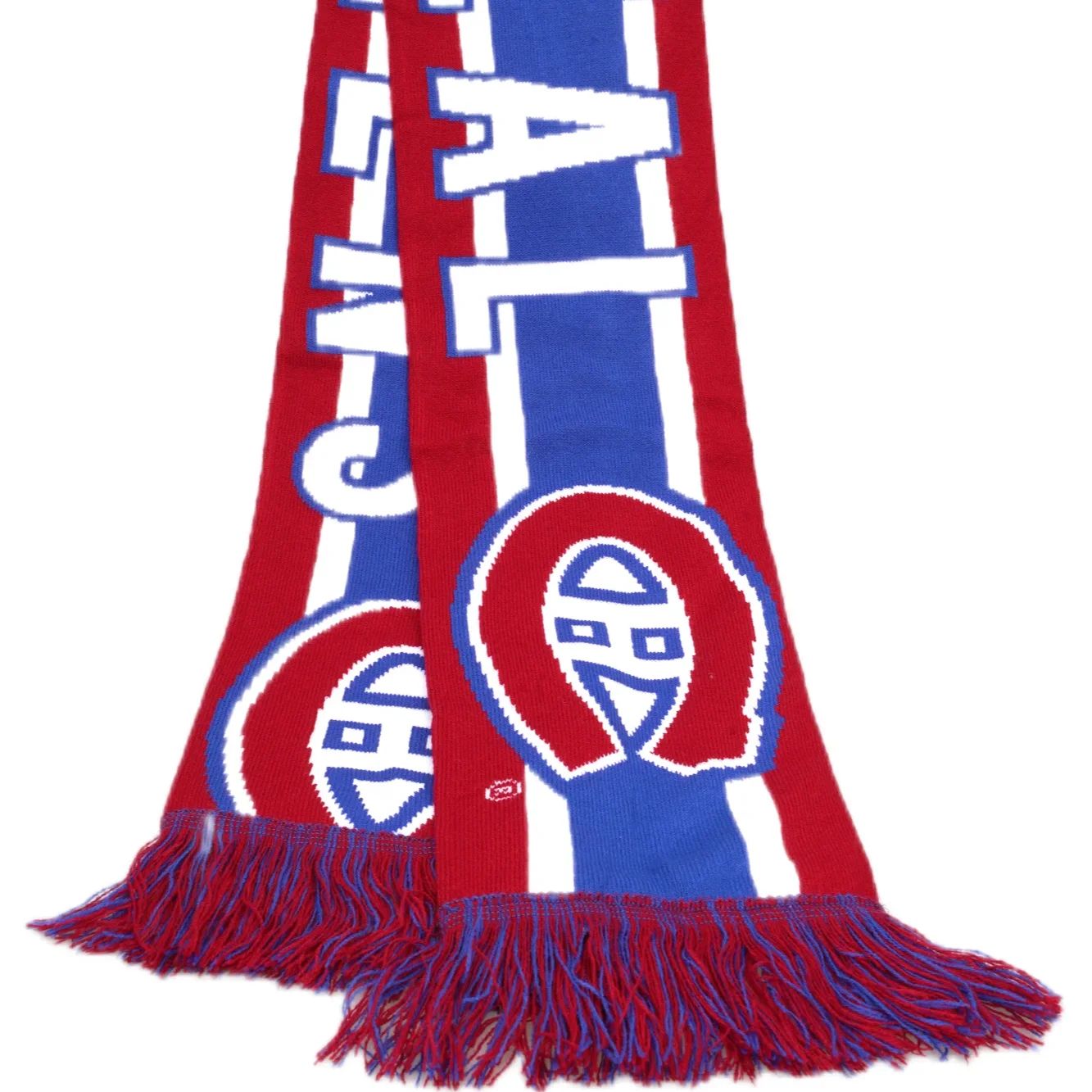 Custom logo 100% Acrylic knitted jacquard knitting pattern scarf Winter Scarf for Football Soccer Sports Team Fan