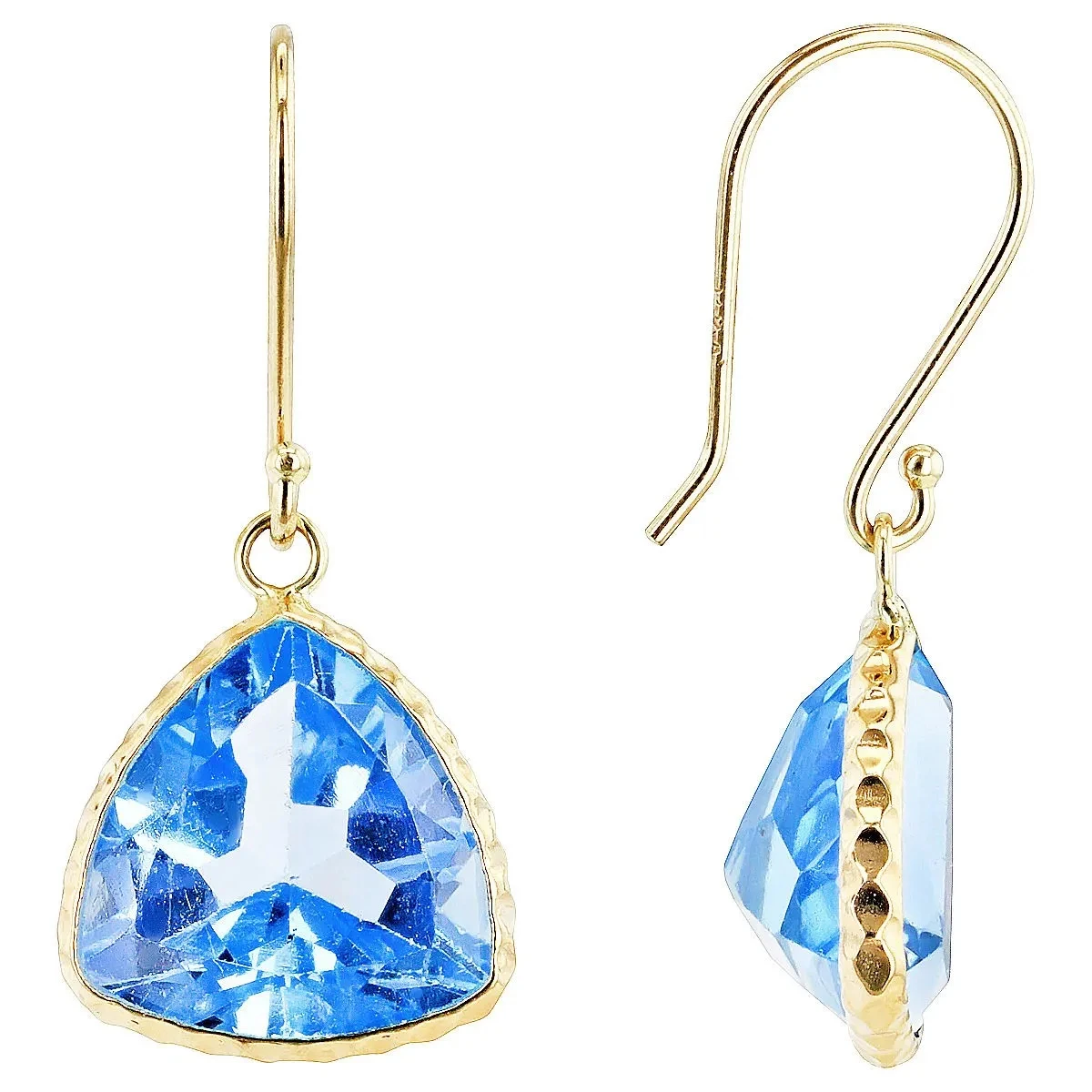 Swiss Blue Topaz 14K Yellow Gold Dangle Earrings | Elegant Gemstone Drop | Fine Jewelry for Timeless Charm and Distinctive Style