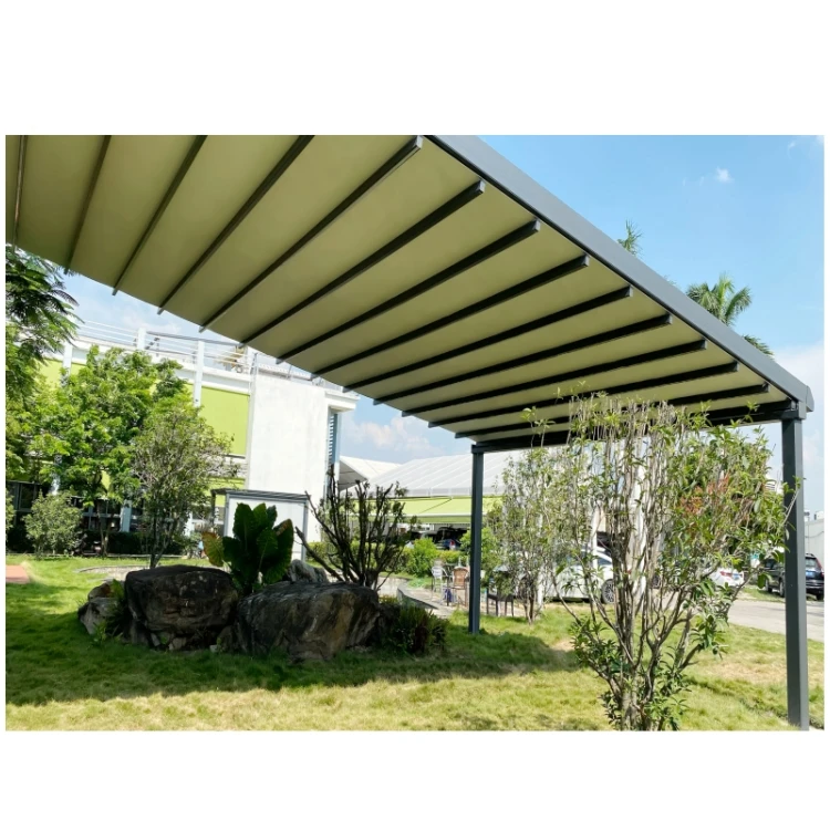 Customized Retractable Pergola Covers & Awnings Canopy Roof System Made with Durable PVC Sail Material & Aluminum Alloy Frame