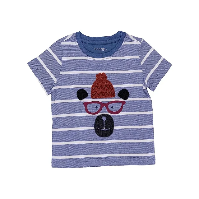 Custom design printed 100% pure cotton stripe red white combination boys kids T-shirts Breathable Sustainable 160GSM Tee shirts