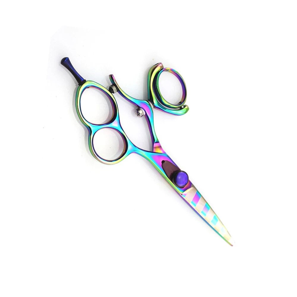 Three Ring Hair Cutting Scissors Rainbow Color Coated Barber Shear Hair Cutting Scissors For Salon And Home Use