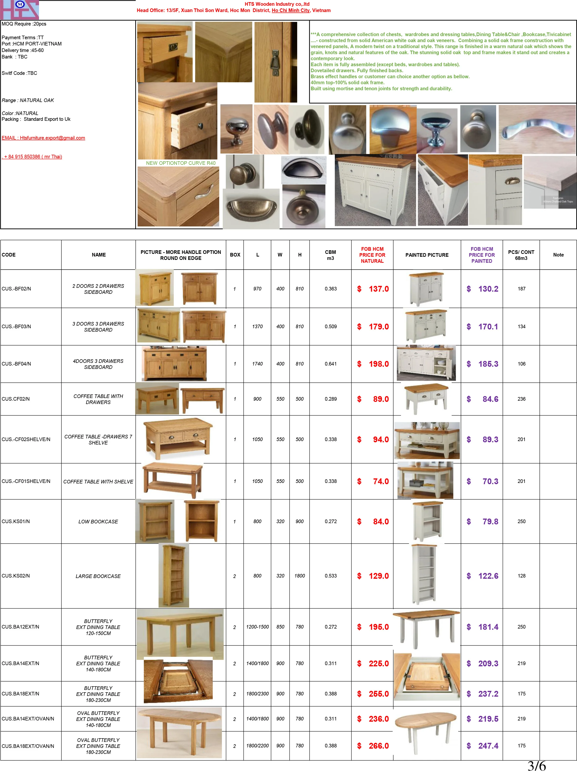 HTS 01 FULL COLLECTION PRICE - HTS WOODEN INDUSTRY CO .,LTD
