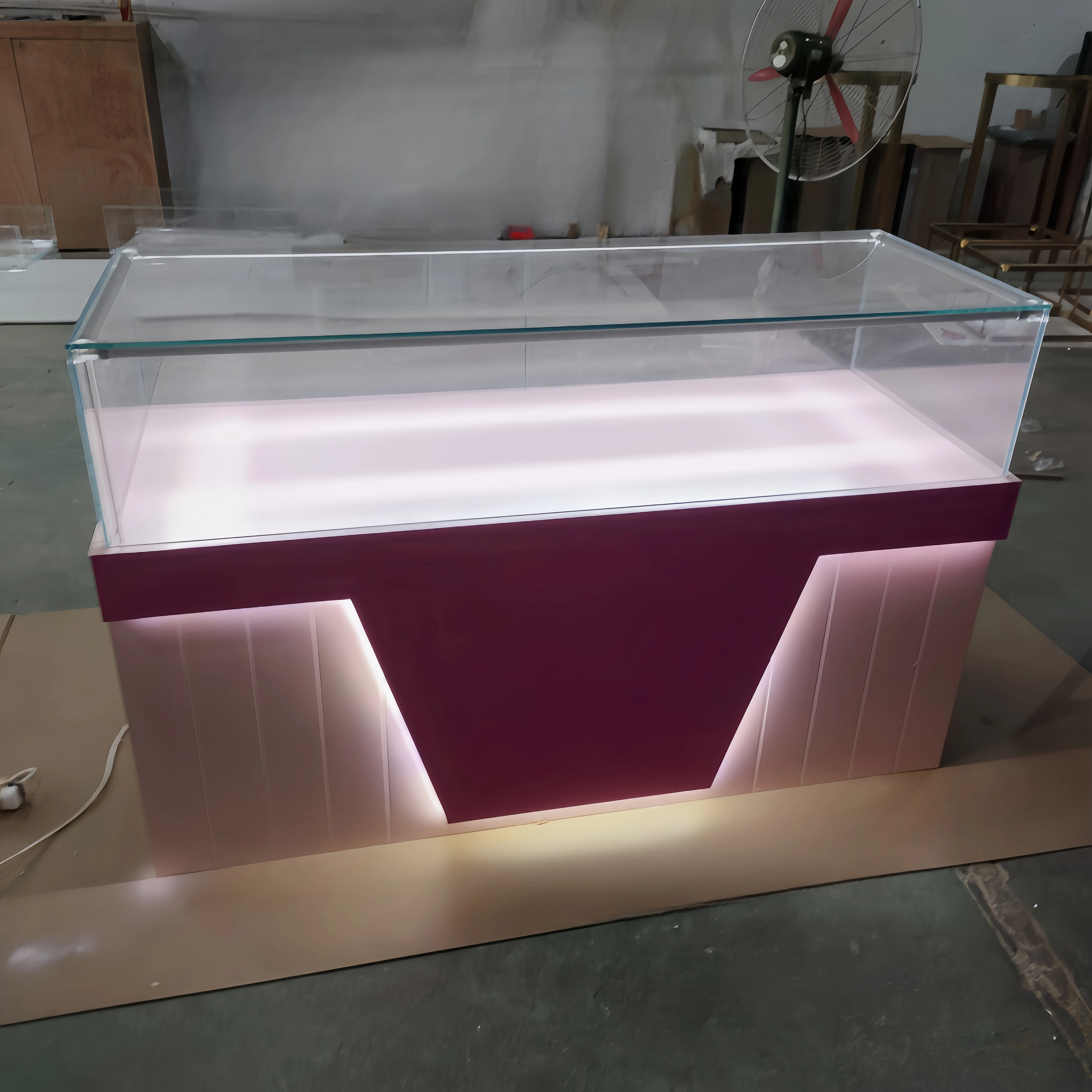 Luxury diamond watch jewelry shop showcase Wood custom logo jewellery display cabinet with led lights for Jewelry store design