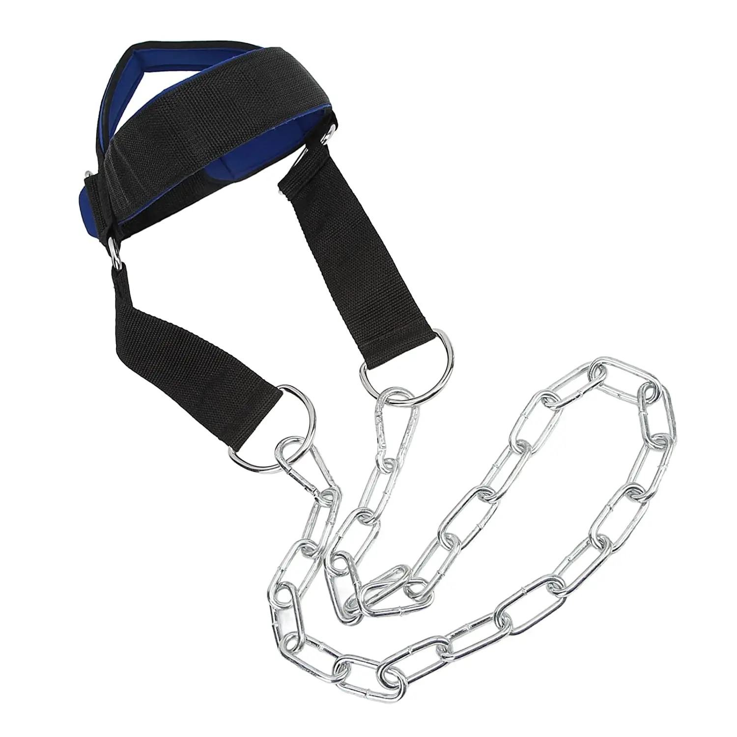 Customized Logo Neck Harness for Weight Lifting Long Steel Chain and Neoprene Padding Neck Trainer to Improve Muscle