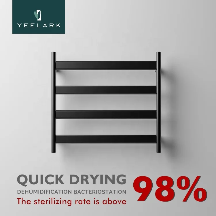 Bathroom black and white intelligent digital display temperature adjustable drying heating electric towel rack