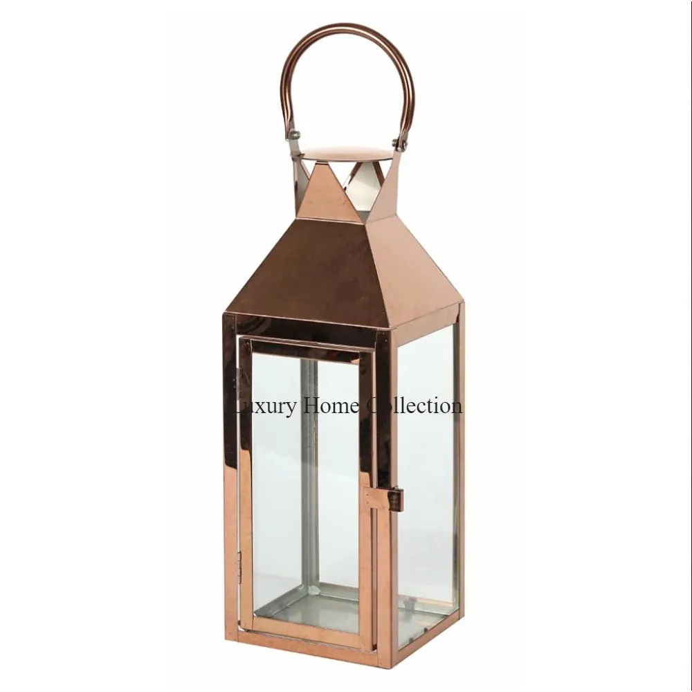 Industry Trending Design Metal Lantern Rose Gold Shade Designer Fancy Look Custom Design Available Candle Jar And Frame