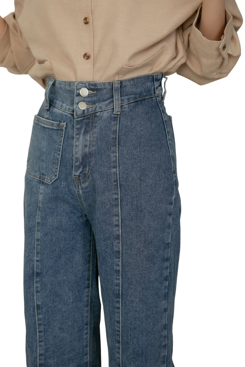 24 SS Hot Selling High Quality Baggy Jeans Fashion Casual Mid-Waisted Super Stretch  Wide Denim Jean