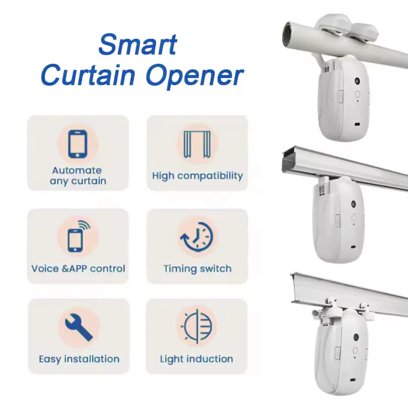 Tuya Wifi Smart Curtain Opener Wireless Electric Automatic Timing Control Robot with Voice Remote for Living Room and Office