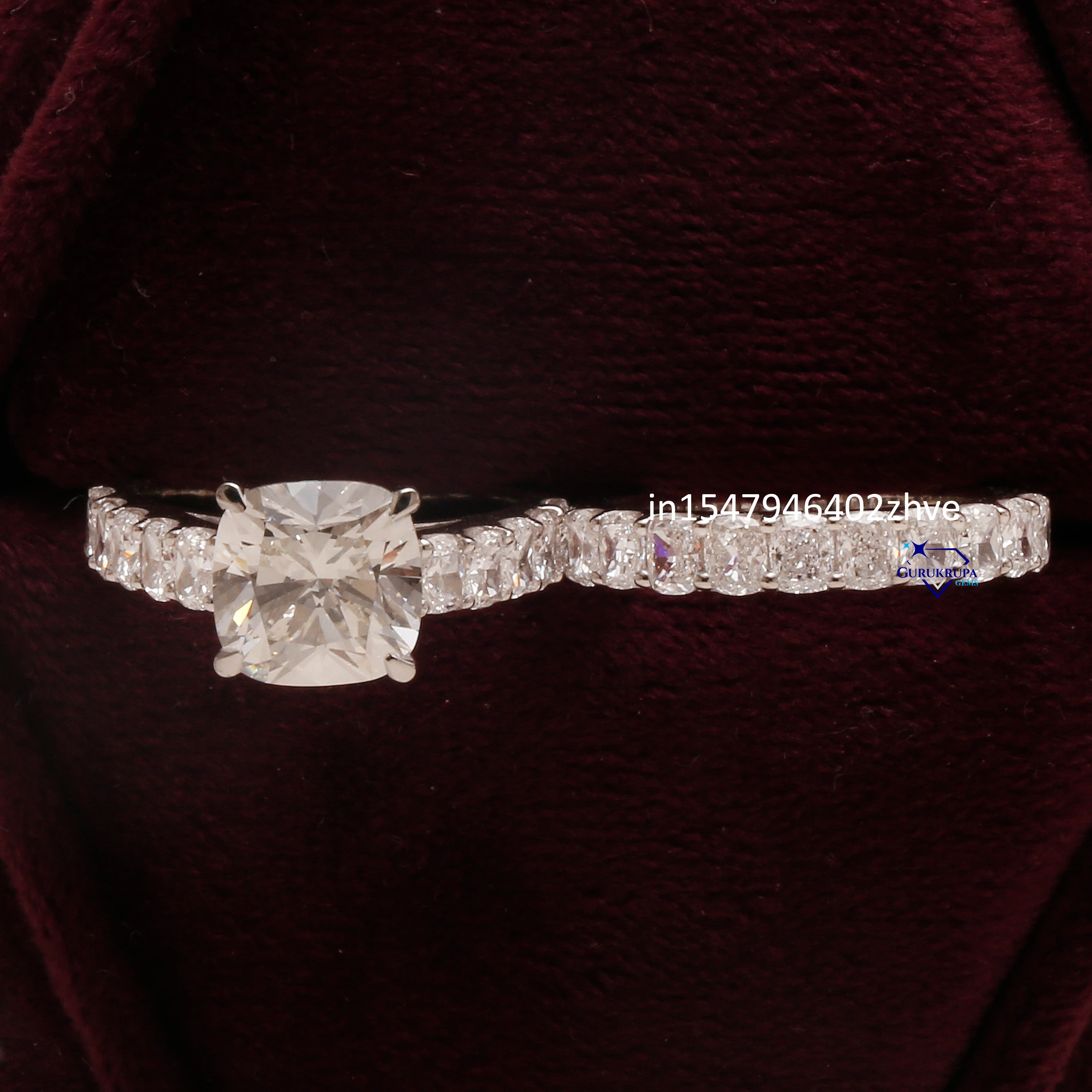 Introducing our elegant jewelry ring crafted in 925 sterling silver featuring cushion cut labgrown diamond with VVS clarity