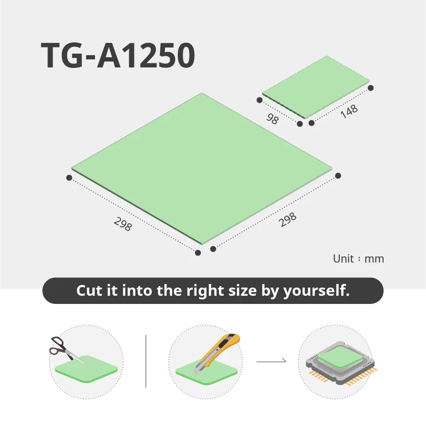 TGA1250 ultra soft sticky silicone rubber pads thermal conductive pad for pcb