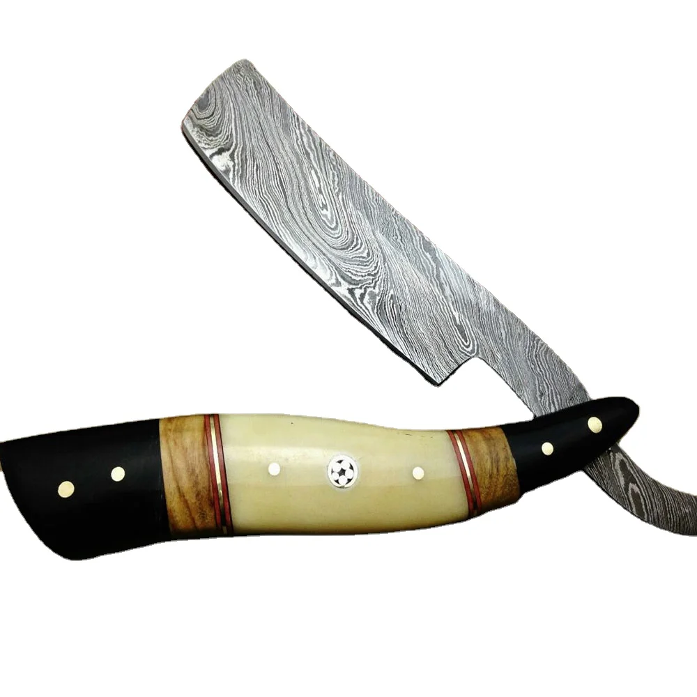 Custom Handmade Damascus Barber Razor wet Shaving Knife Damascus Steel Straight Razor Cut Throat Folding Pocket