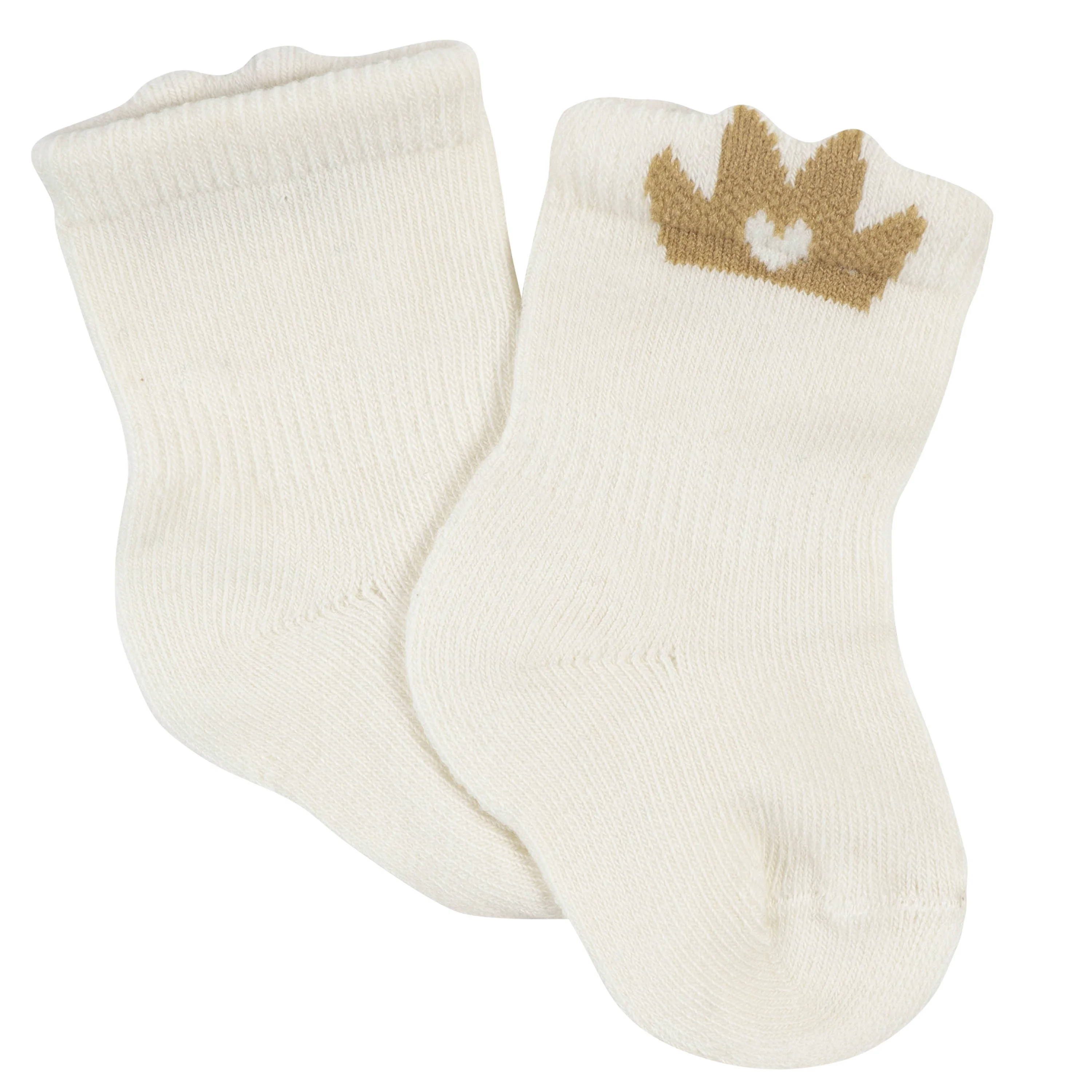 Gerber Unisex 6-Pack Wiggle Proof Jersey Crew Socks Newborn Size 0-3 Months Cute Princess Design for Baby Girls