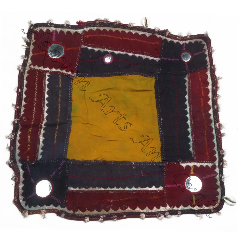 Vintage Indian Handmade Needle Multicolor Patch Kutch Rabari Embroidered Dresses Patches Yoke Boho Old Style Vintage Traditional