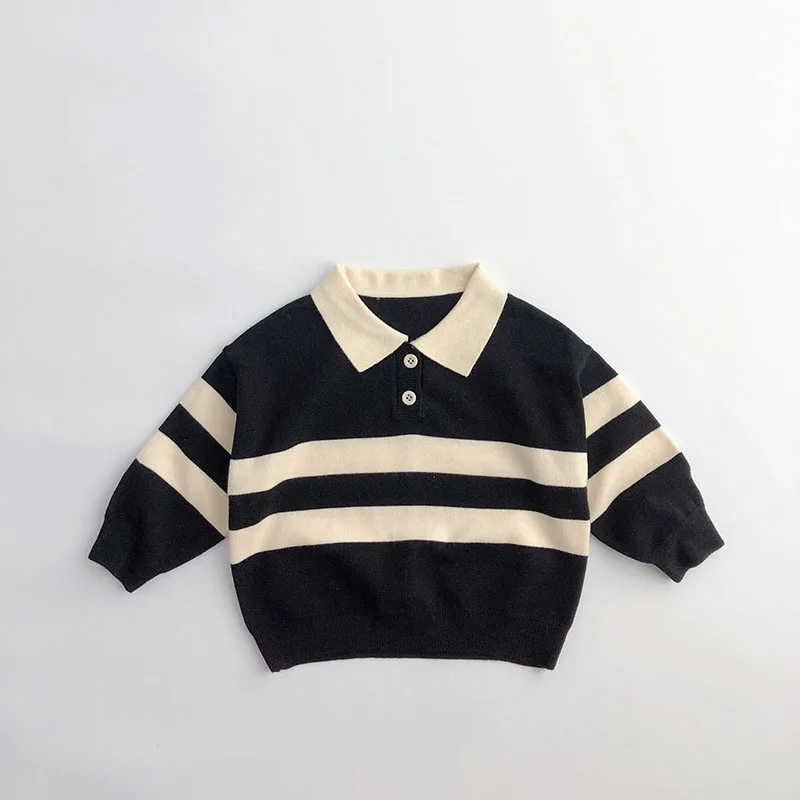 2023 Wholesale OEM ODM factory hot sell kids winter sweater long sleeve baby girl sweaters striped kids knitting sweater