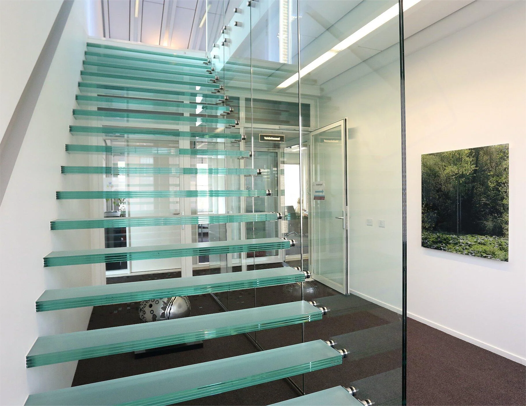 Custom Beautiful cantilever glass Stainless Steel LED Lighting Stairs