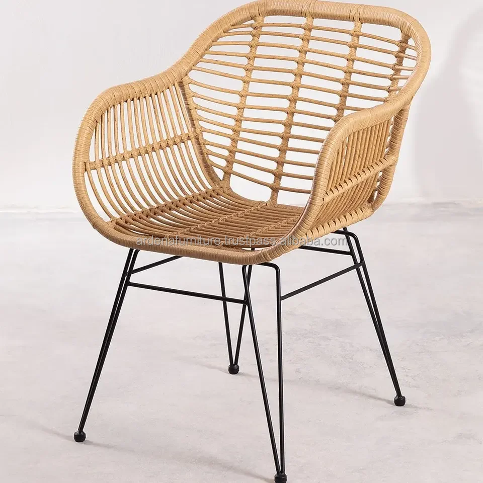 Modern Style Synthetic Rattan Dining Chair Wholesale Cheap with Iron Frame for Living Room Wedding Events Bar School Application