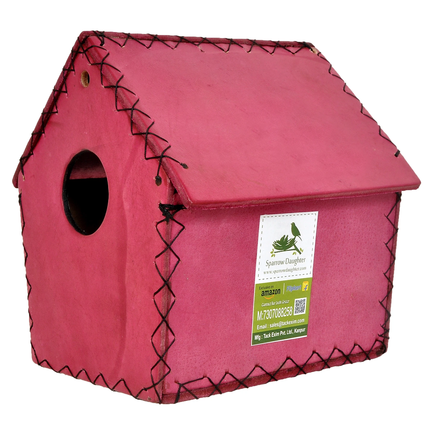 WHOLESALE LEATHER BIRD NESTING BOX FULLY AIR VENTILATED WATERPROOF TOTALLY SAFE HUT SAPE LEATHER PERCH FOR SMALL BIRDS