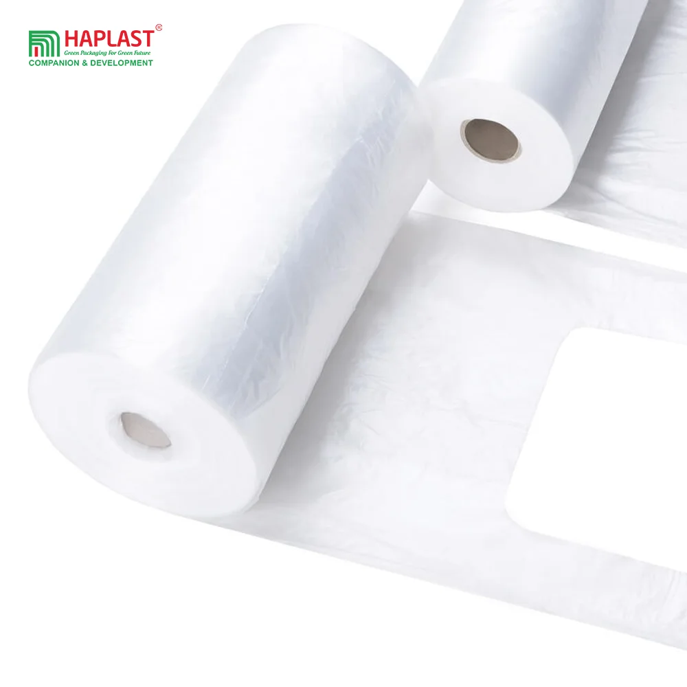 Best Price 100% Compostable Shopping bag on Roll T shirt Eco Bags Wholesale Supermarket T Shirt Thank You Bags Vietnam Supplier